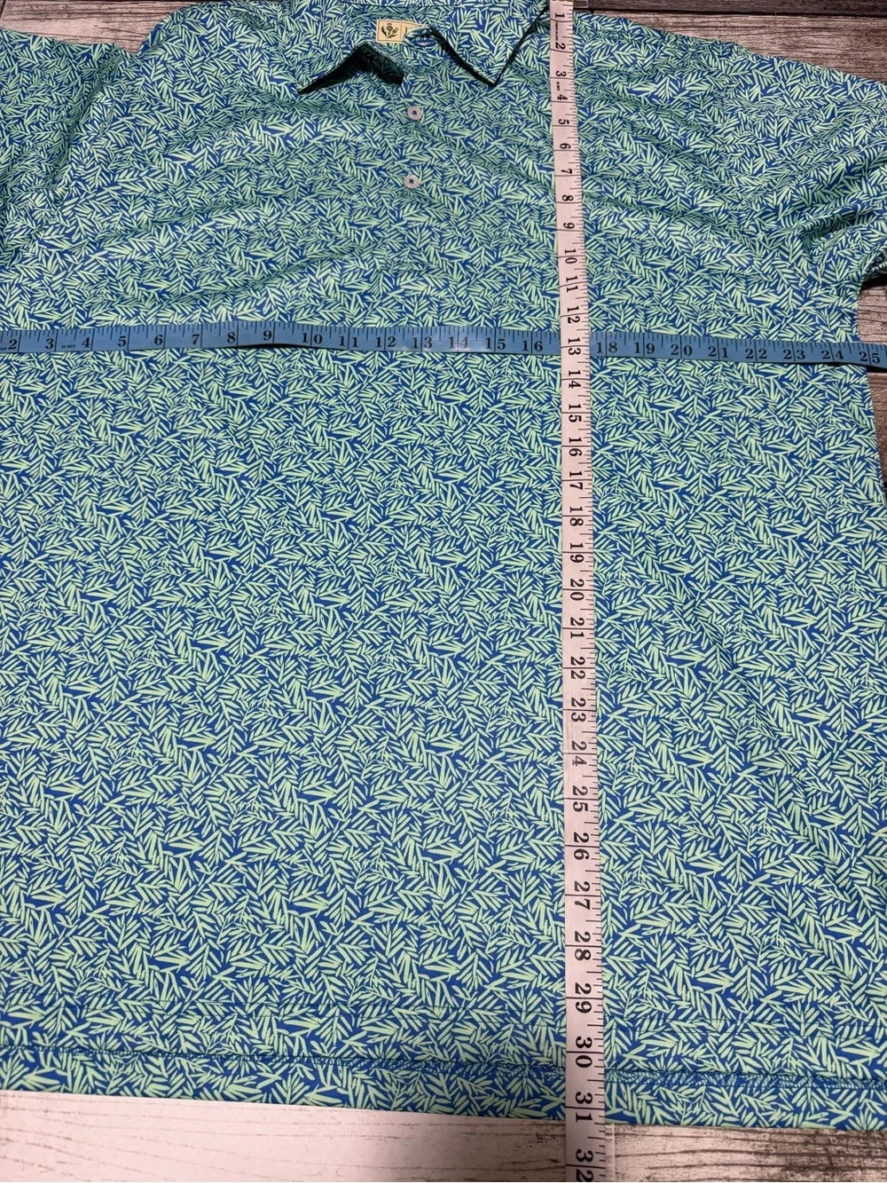 Donald Ross Floral Polo Shirt Men’s L Blue Green Dallas Athletic Club Golf